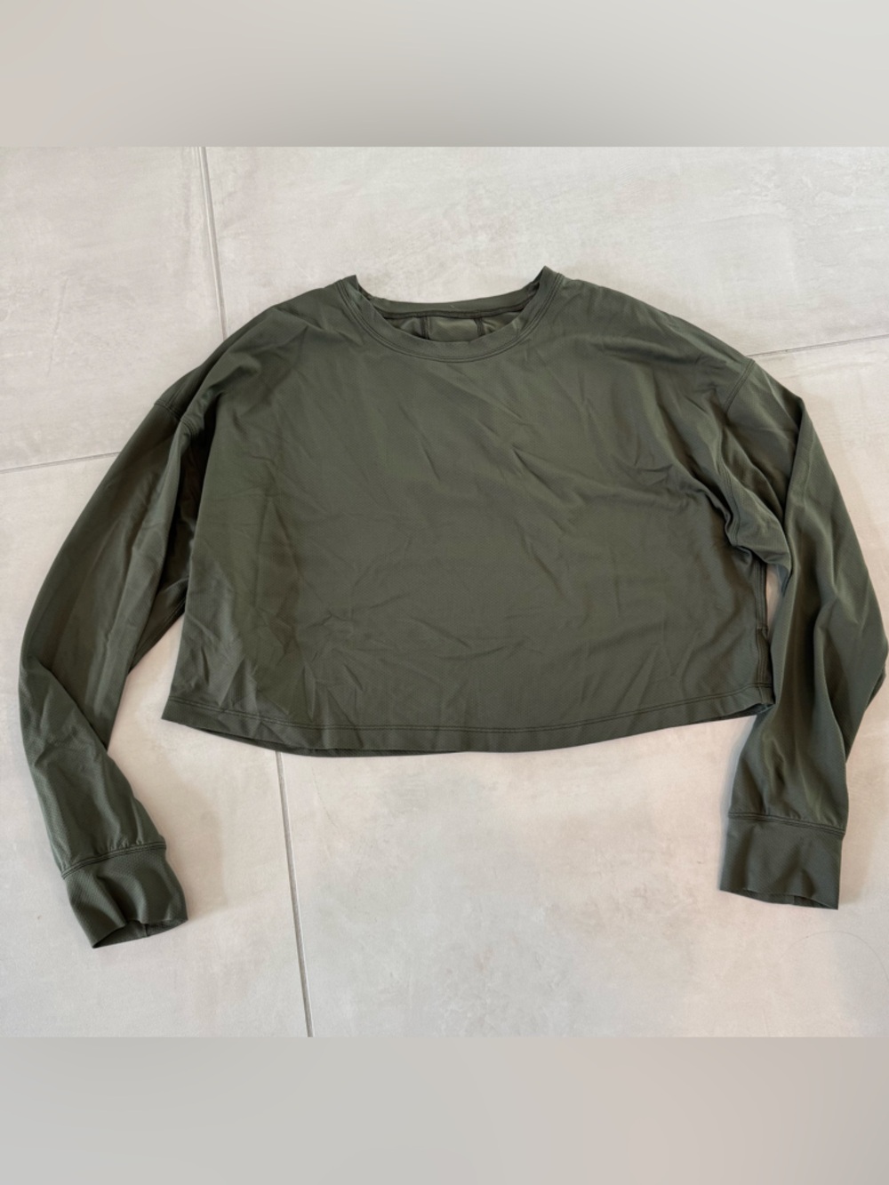 lululemon athletica Olive Green Long Sleeve Crop Top